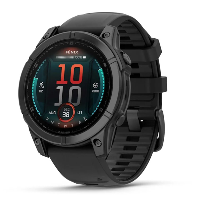 GARMIN - FenixE – 47 mm, AMOLED Slate grey steel / Černý silikon